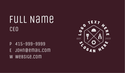 Hipster Hexagon Handyman Tools Business Card Image Preview