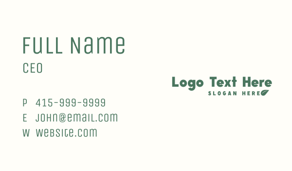 Green Leaf Wordmark Business Card Design Image Preview