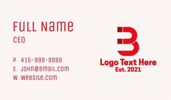 Letter B Magnet Business Card Design