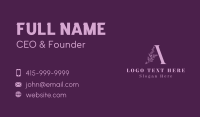 Purple Floral Letter A  Business Card Image Preview