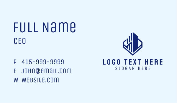 Blue Corporate Building Business Card Design Image Preview
