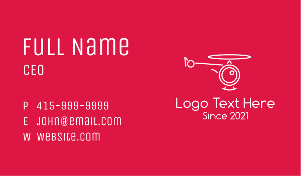 Minimalist Helicopter Camera Business Card Design Image Preview