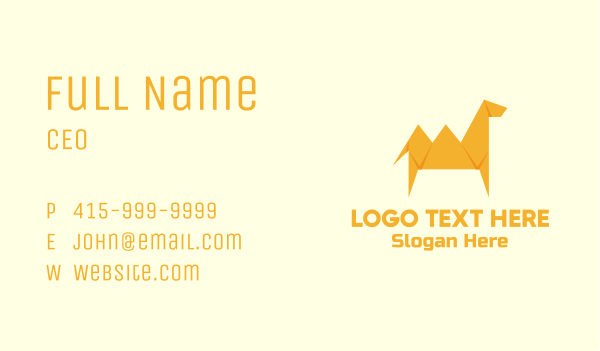 Yellow Camel Origami Business Card Design Image Preview