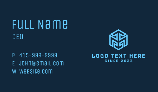 Geometric Cube Letter M  Business Card Design Image Preview