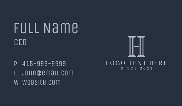 Law firm Column Letter H Business Card Design Image Preview