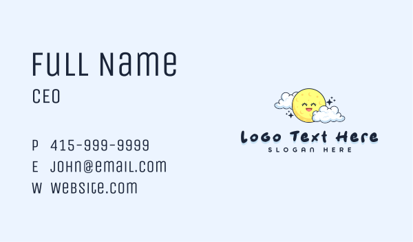 Happy Moon Cloud Business Card Design Image Preview