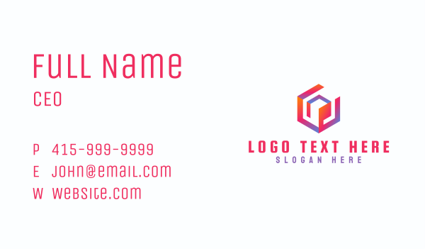 Gradient Abstract Cube Business Card Design Image Preview