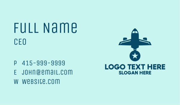 Blue Airplane Medal Business Card Design Image Preview