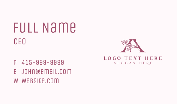 Botanical Flower Letter A Business Card Design Image Preview