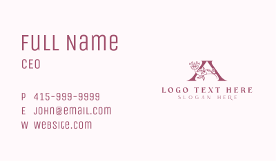 Botanical Flower Letter A Business Card Image Preview