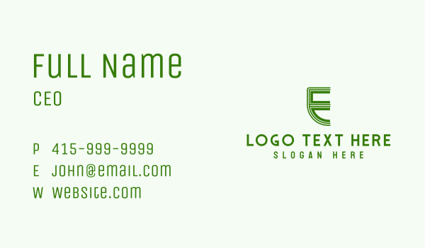 Green Retro Letter E Business Card Design Image Preview