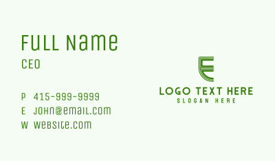 Green Retro Letter E Business Card Image Preview