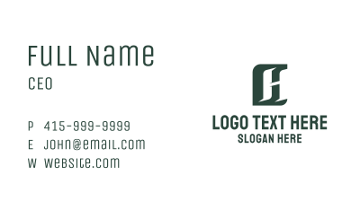 Simple Letter H Business Business Card