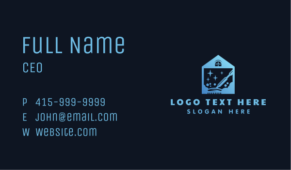 Blue Clean House Vacuum  Business Card Design Image Preview