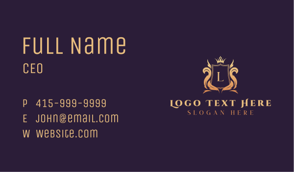 Stylish Royalty Shield Business Card Design Image Preview