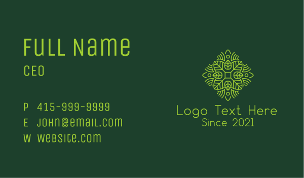 Green Spring Leaf Business Card Design Image Preview