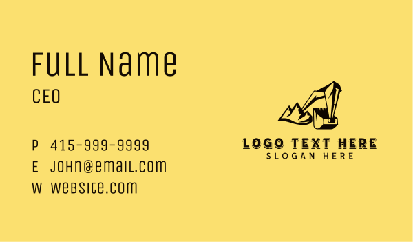 Mountain Excavator Contractor Business Card Design Image Preview