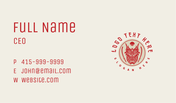 Japanese Demon Mask Business Card Design Image Preview