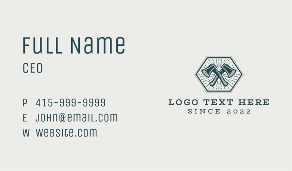 Hipster Lumberjack Axe Business Card Design Image Preview