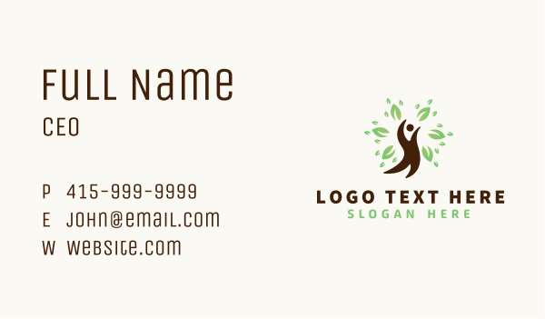 Eco Tree Leaf Human Business Card Design Image Preview