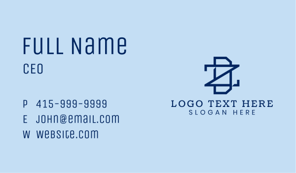 D & Z Monogram Business Card Design Image Preview