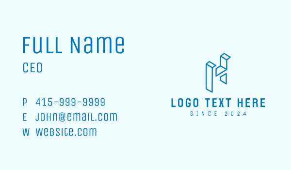 Blue 3D Letter H Business Card Design Image Preview