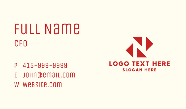 Corporate Arrow Letter N Business Card Design Image Preview