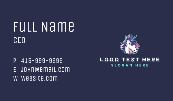 Unicorn Gaming Streamer Business Card Design Image Preview