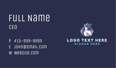 Unicorn Gaming Streamer Business Card Image Preview