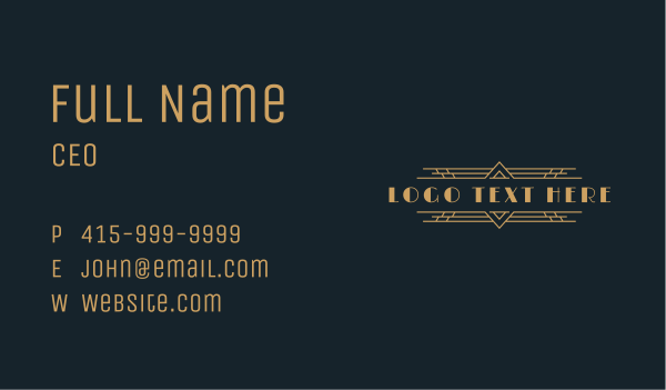 Art Deco Boutique Wordmark Business Card Design Image Preview