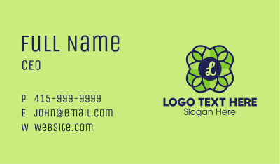 Green Flower Lettermark Business Card