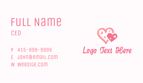 Dainty Pink Hearts Business Card Design Image Preview