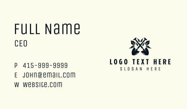 Shovel Leaf Landscaper Business Card Design Image Preview