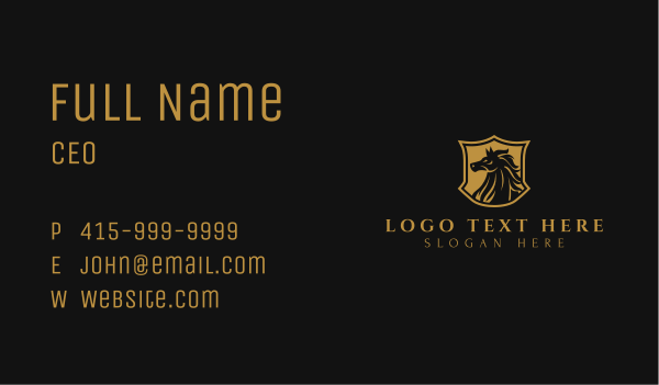 Horse Shield Equestrian Business Card Design Image Preview