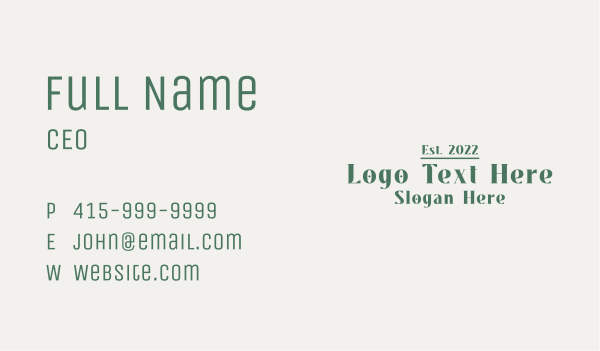 Generic Green Wordmark Business Card Design Image Preview