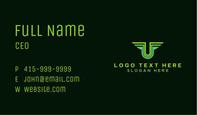 Green Wings Letter U  Business Card Image Preview