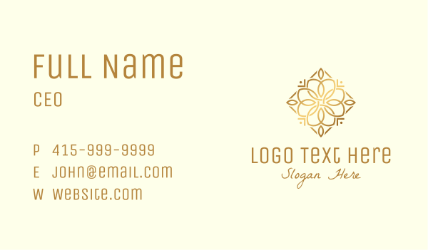 Gold Flower Diamond  Business Card Design Image Preview