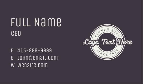 White Retro Cursive Business Card Design Image Preview