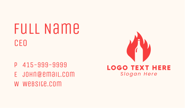 Blazing Wine Fire Bottle Business Card Design Image Preview
