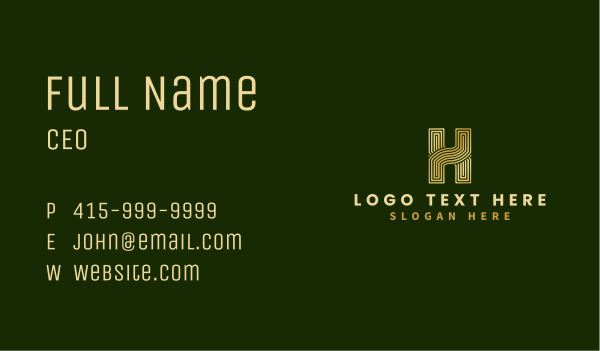 Luxury Maze Casino Letter H Business Card Design Image Preview