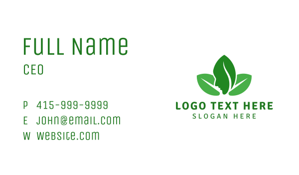 Green Feminine Leaf Business Card Design Image Preview