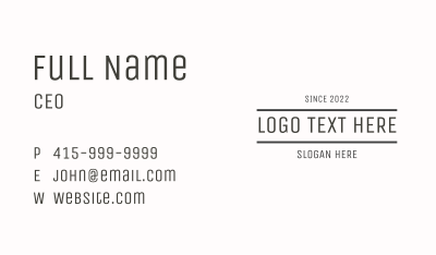 Generic Masculine Wordmark Business Card Image Preview