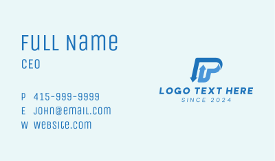 Blue Arrow Letter P Business Card Image Preview