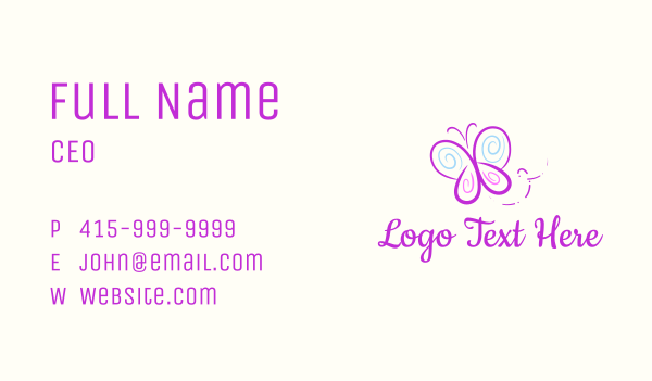 Butterfly Doodle Drawing Business Card Design Image Preview