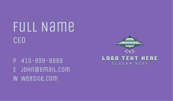 UFO Spaceship Pixel Business Card Design Image Preview