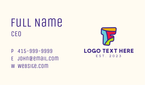 Colorful Letter F Business Card Design Image Preview