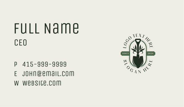 Shovel Gardening Leaves Business Card Design Image Preview