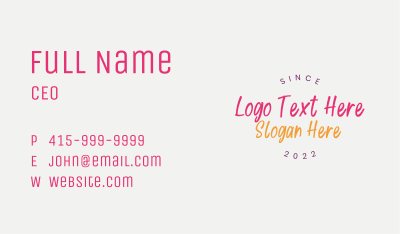 Fun Handwritten Company Business Card Image Preview