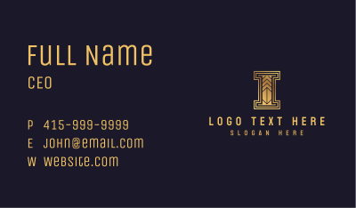 Golden Classic Letter I Business Card Image Preview