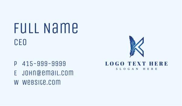 Light Feather Letter K Business Card Design Image Preview